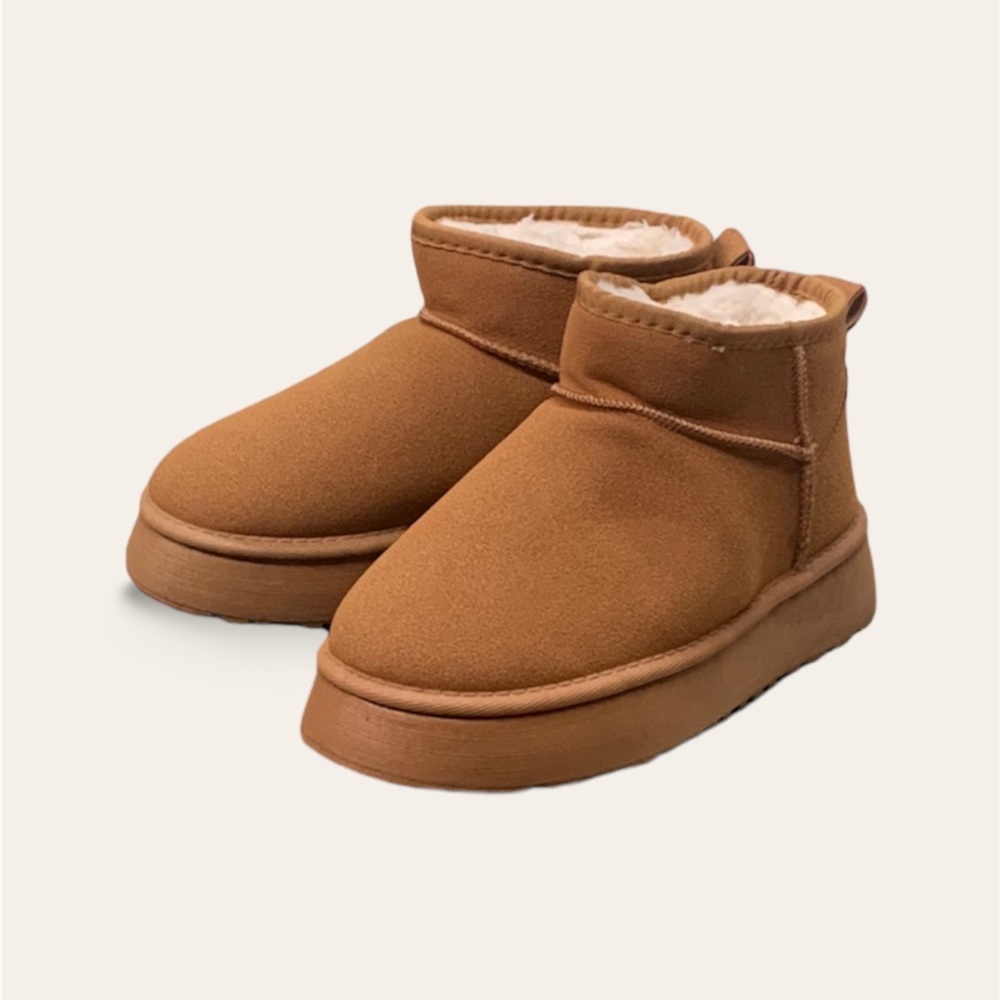 Women’s Ultra Mini Platform Faux Fur Lined Waterproof Boots in Chestnut, US 7 - Picture 4 of 12
